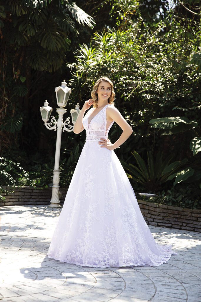 vestido de noiva alça fina em seda