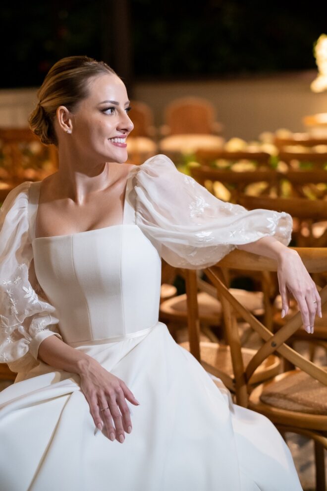 vestido de noiva alça larga para casamento civil