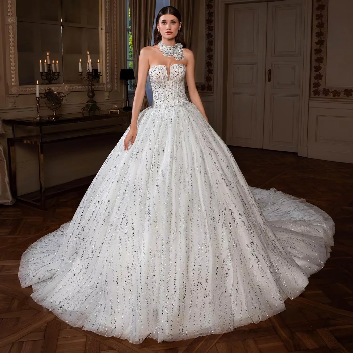 vestido de noiva com decote halter