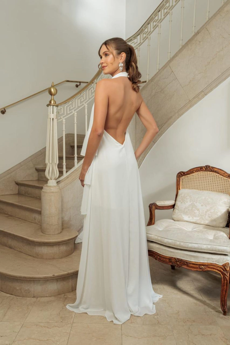vestido de noiva com decote halter