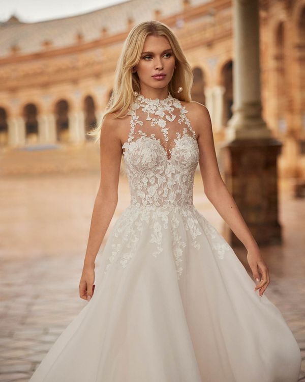 vestido de noiva com decote halter