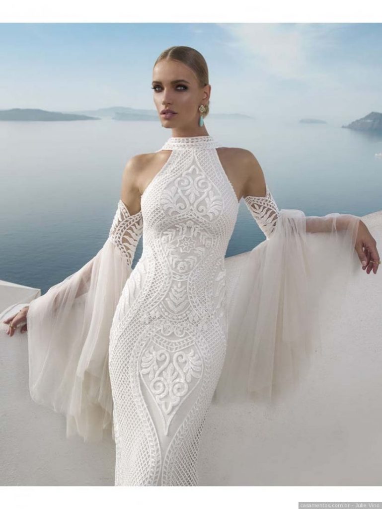 vestido de noiva com decote halter