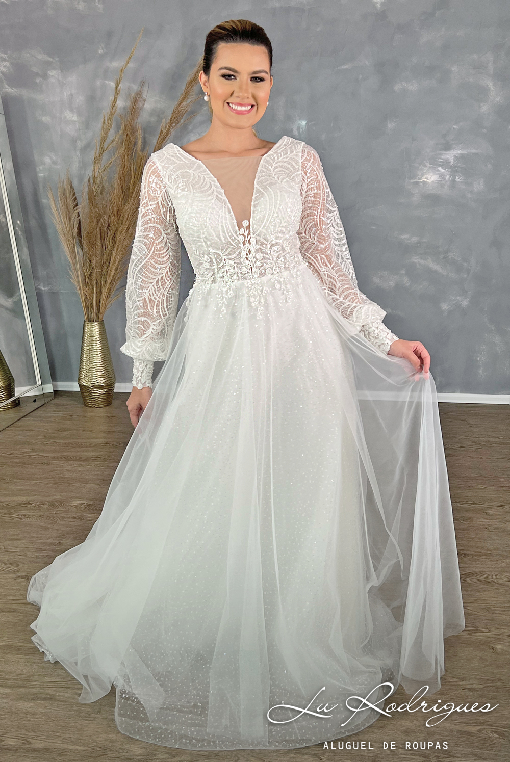 vestido de noiva com mangas removíveis