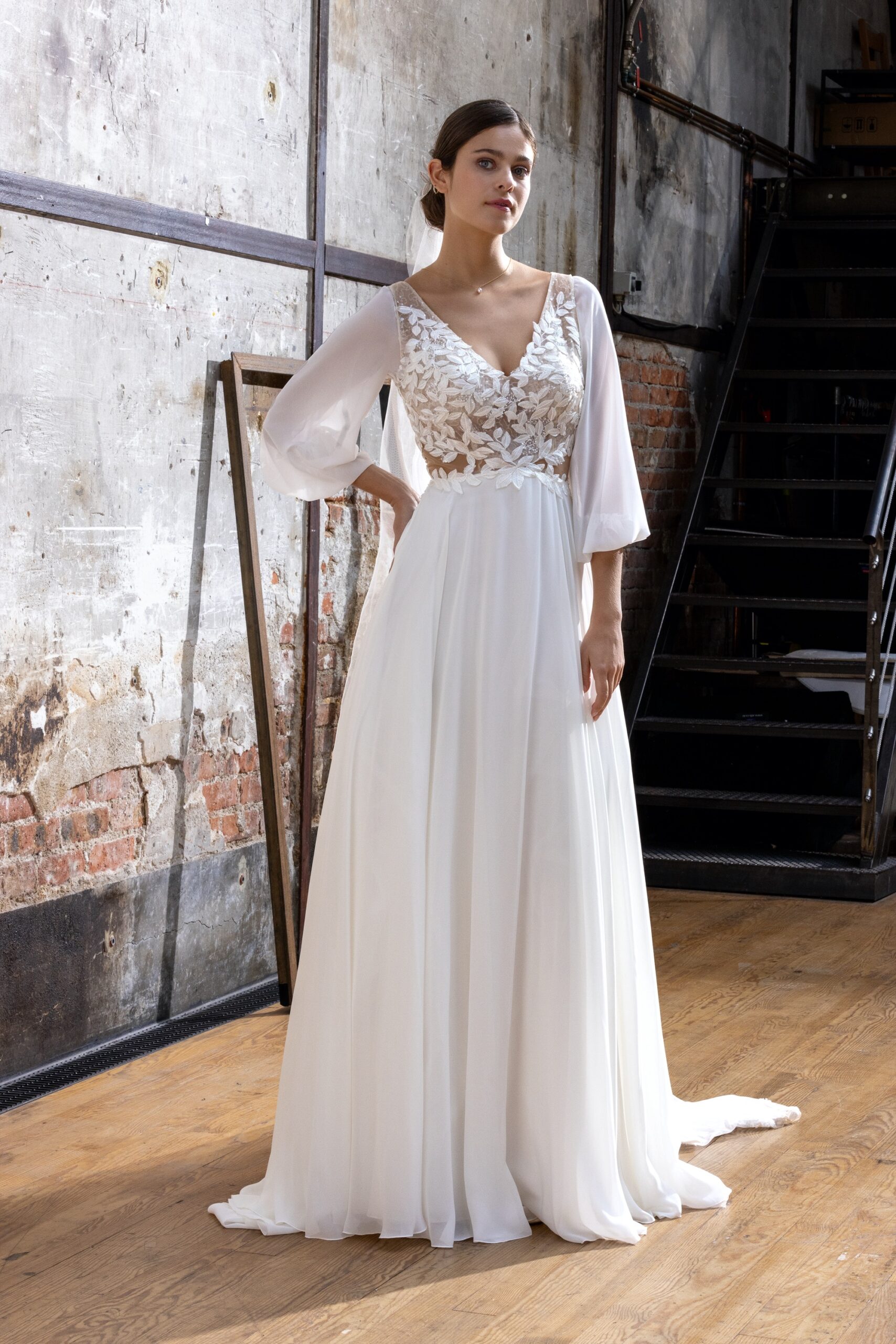 vestido de noiva boho chic mangas bufantes