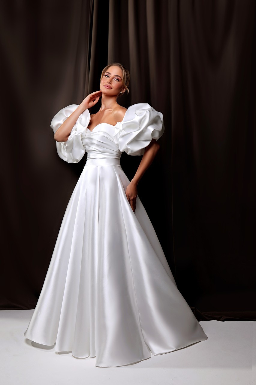 vestido de noiva sereia mangas bufantes
