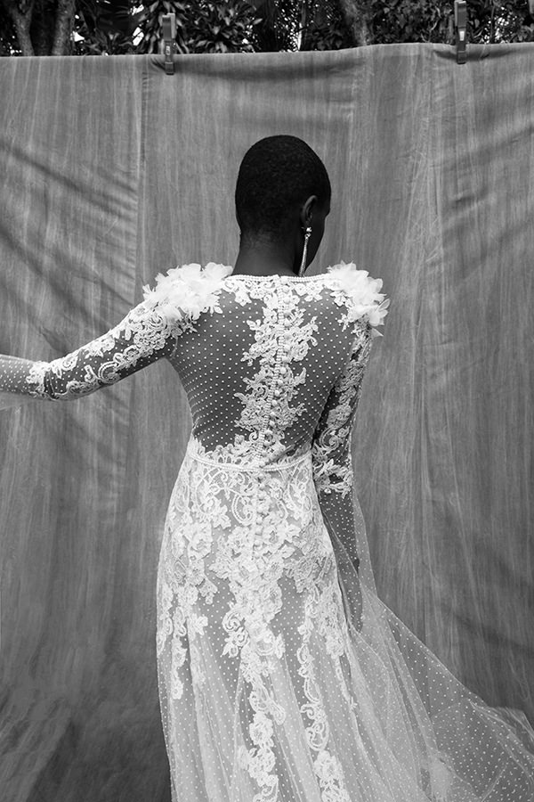 vestido de noiva com tule point d'esprit