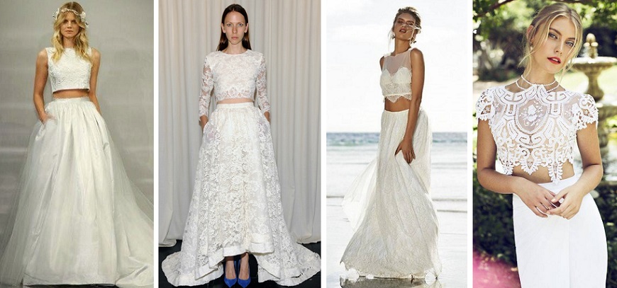 vestido de noiva cropped e saia