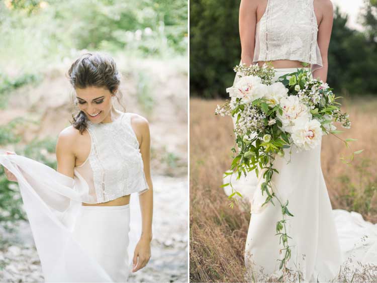 vestido de noiva cropped e saia