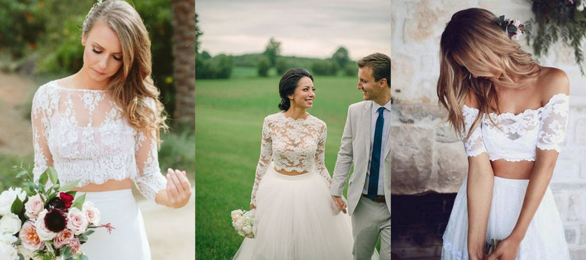 vestido de noiva cropped e saia