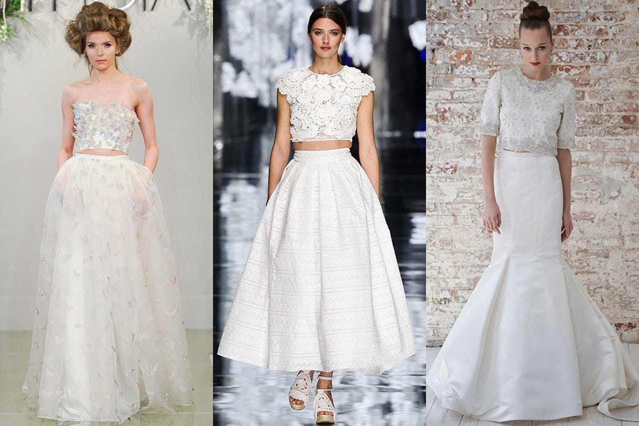 vestido de noiva cropped e saia