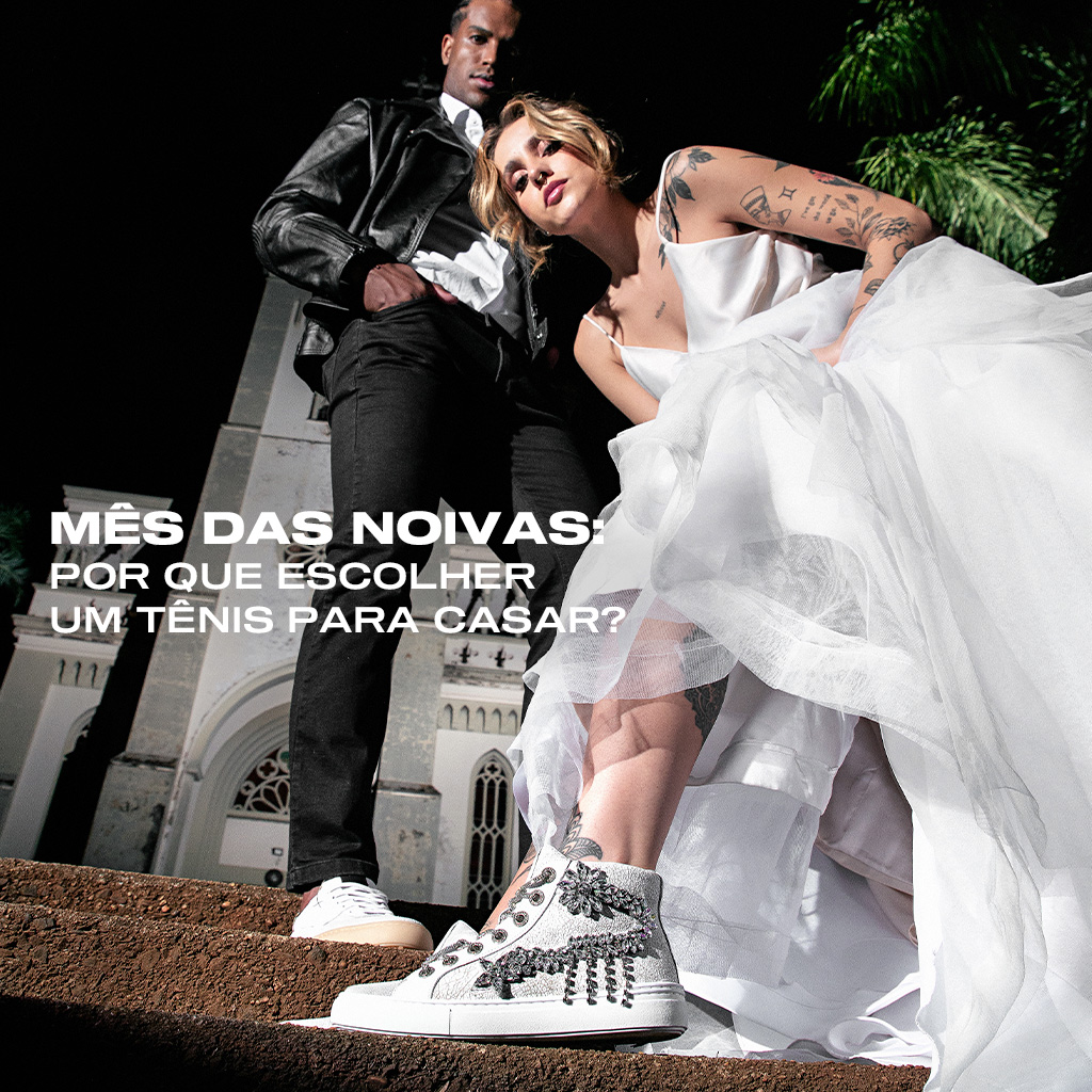 vestido de noiva curto com tênis