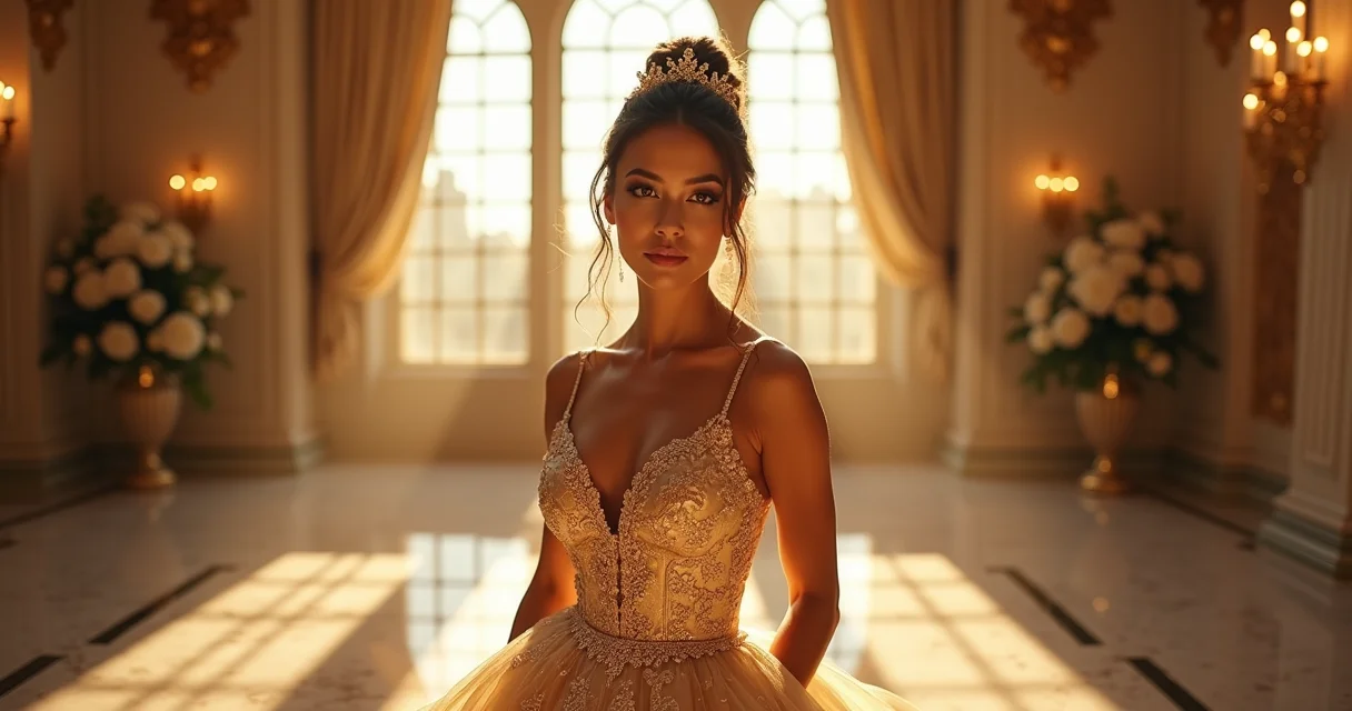 vestido de noiva dourado brocado ou cetim real