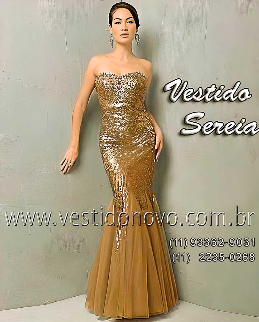 vestido noiva dourado sereia bordado para casamento noturno