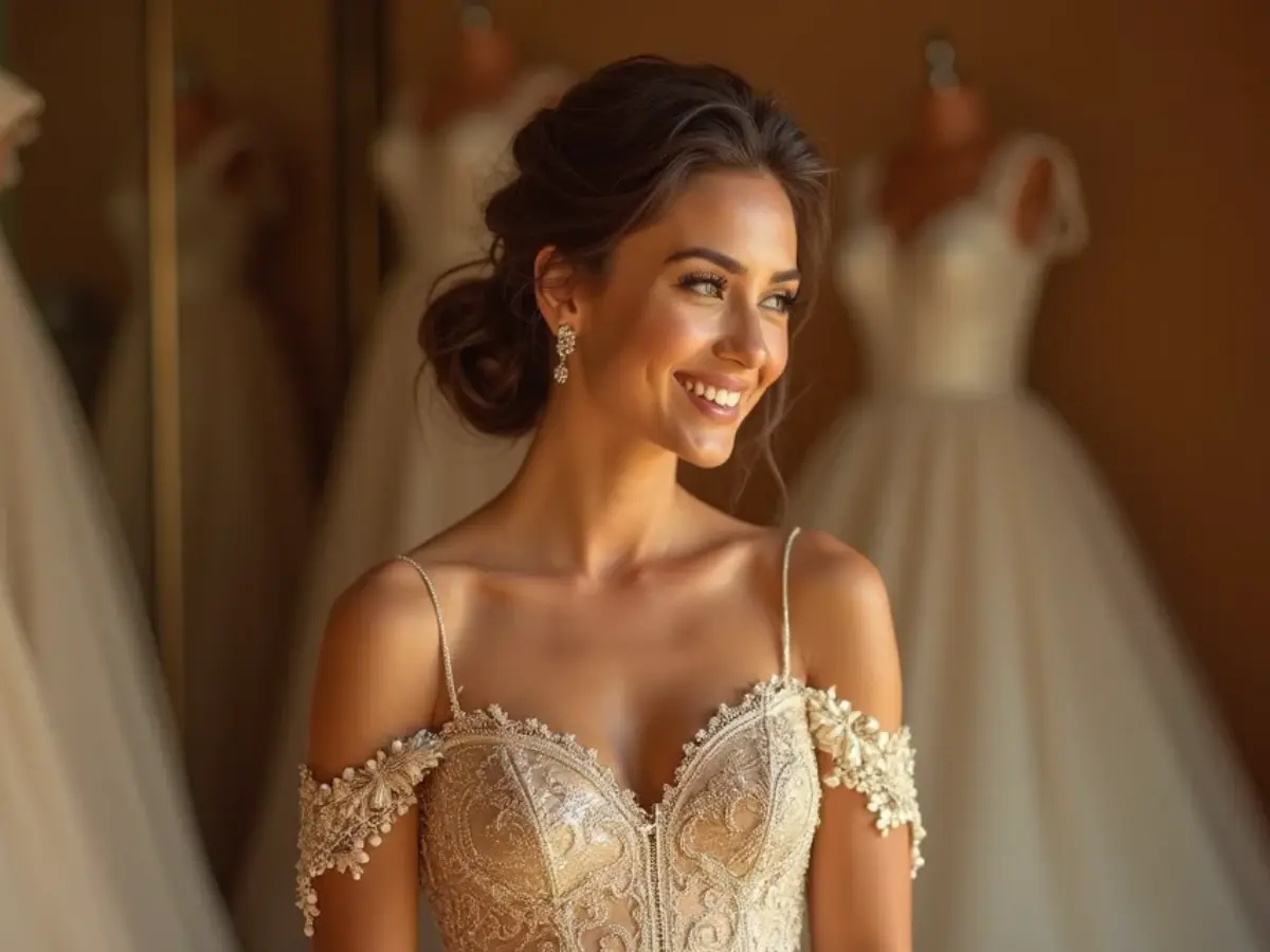 vestido de noiva dourado ou com detalhes em ouro