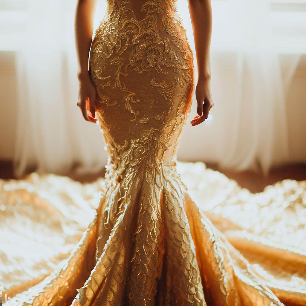 vestido de noiva dourado sofisticação