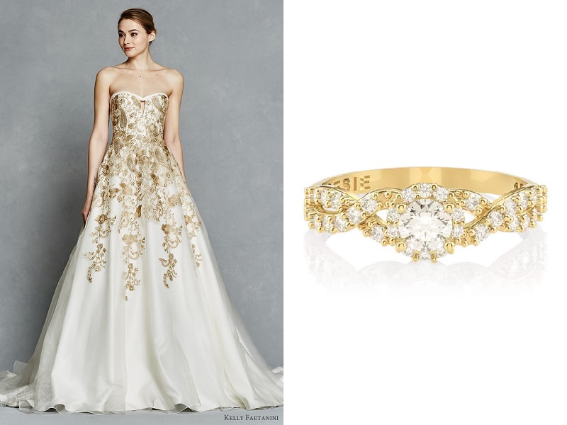 vestido de noiva dourado moderno