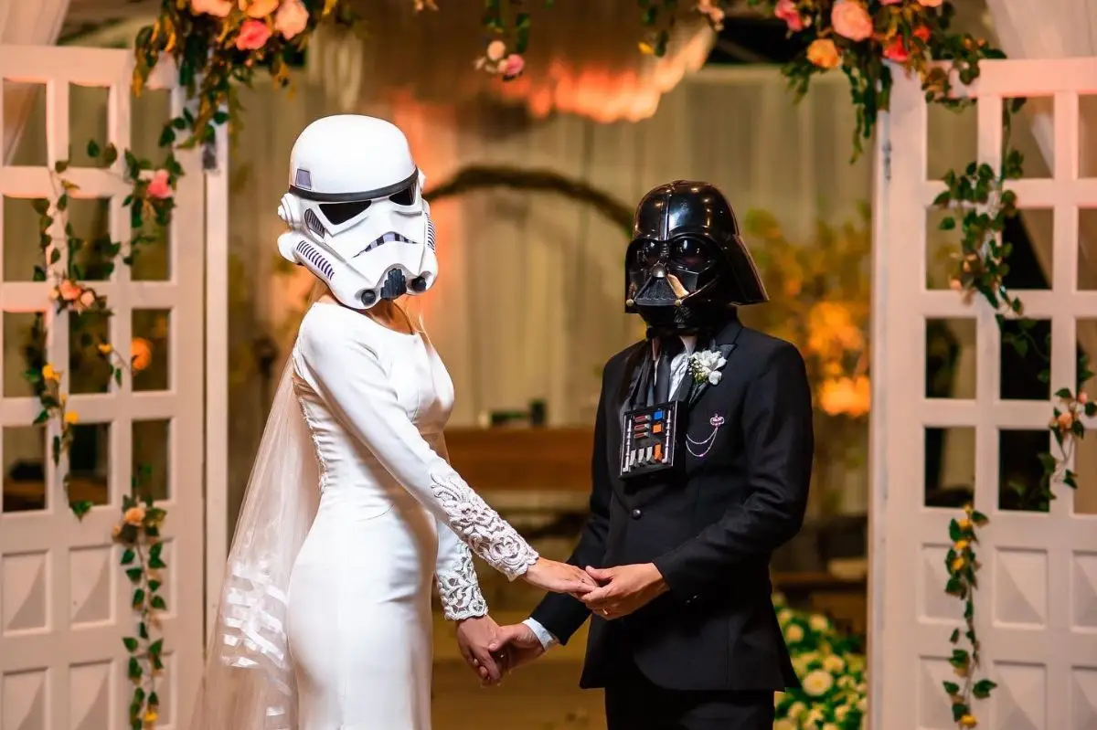 vestido de noiva geek com tema star wars