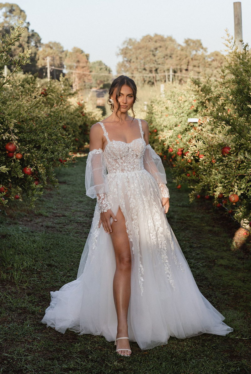 vestido de noiva manga bispo para casamento civil
