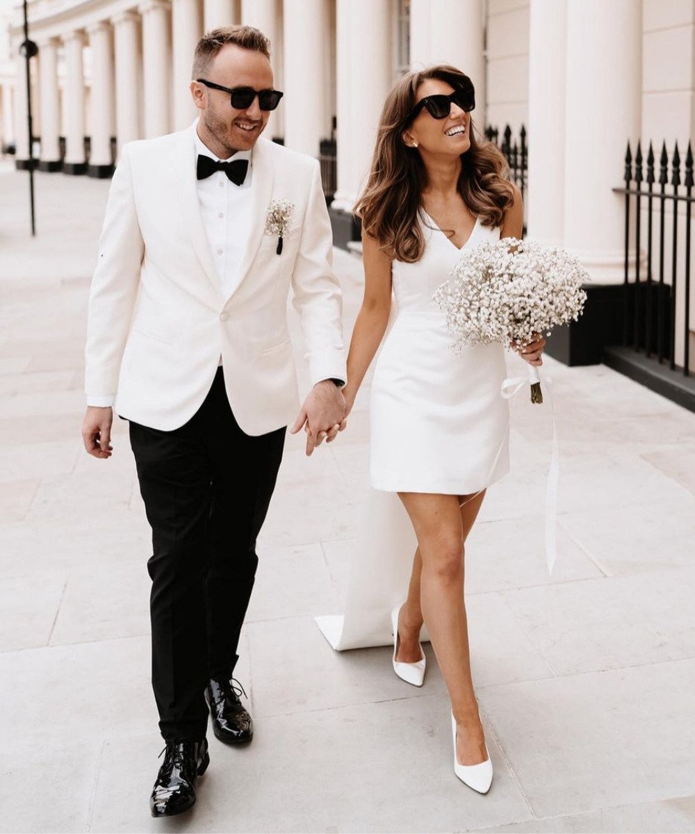 vestido de noiva midi com scarpin