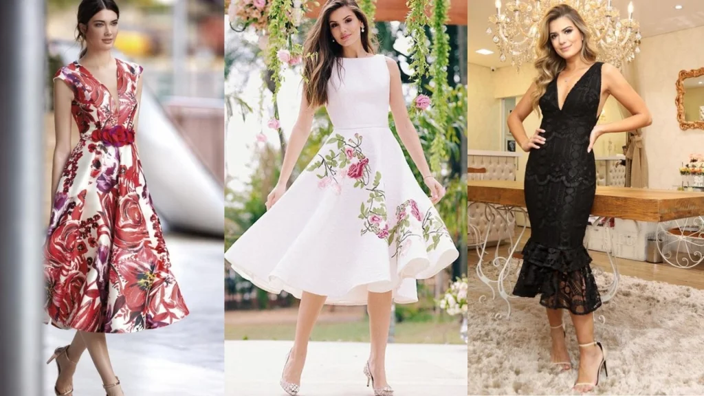 vestido de noiva midi vs longo com scarpin