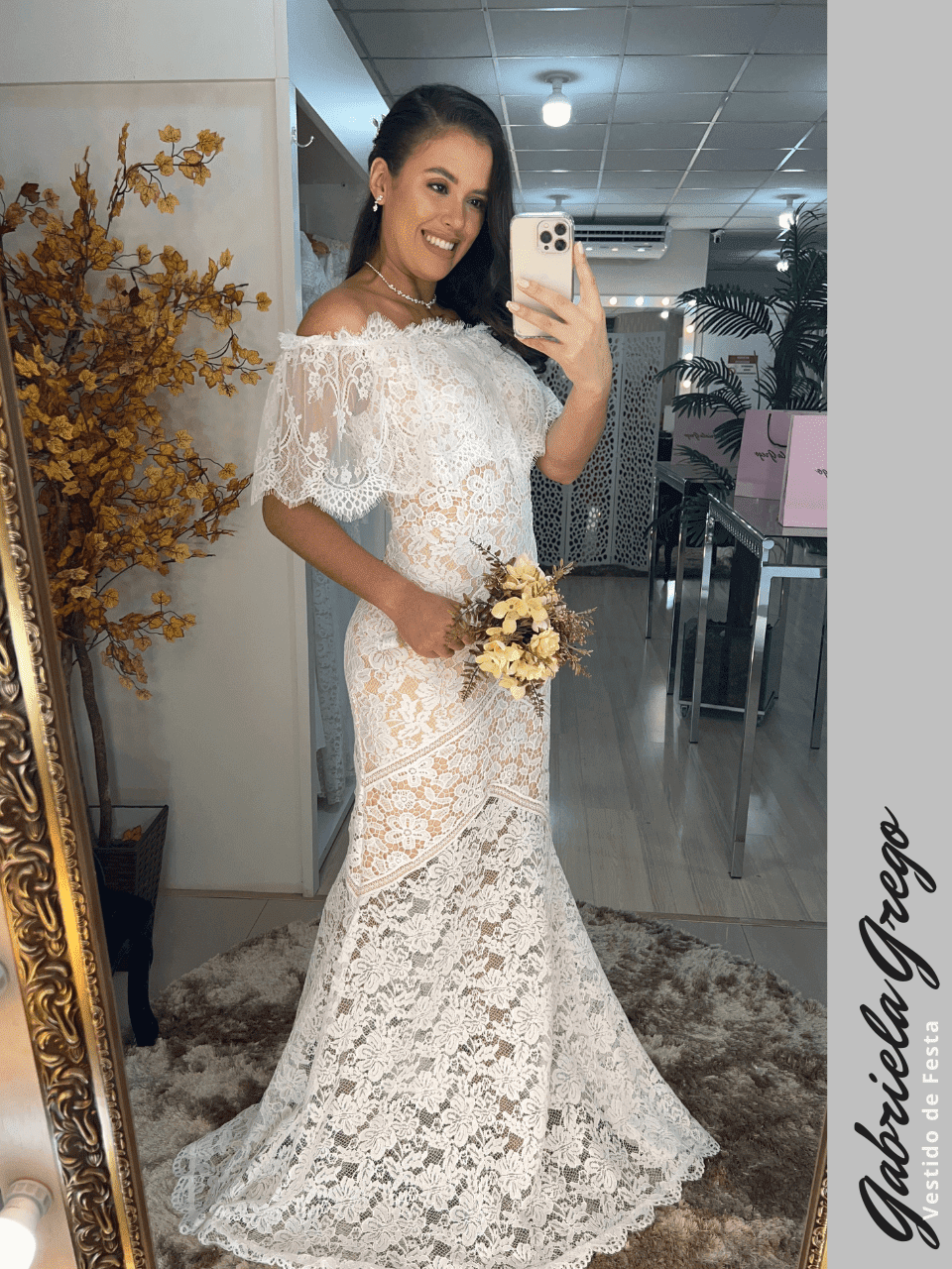 vestido de noiva ombro a ombro renda princesa