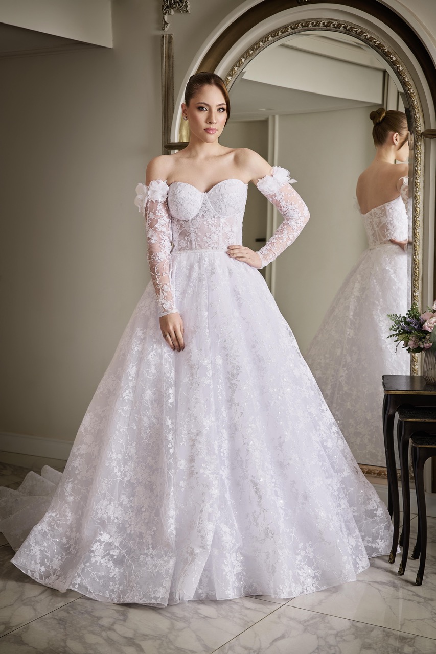 vestido de noiva ombro a ombro renda simples