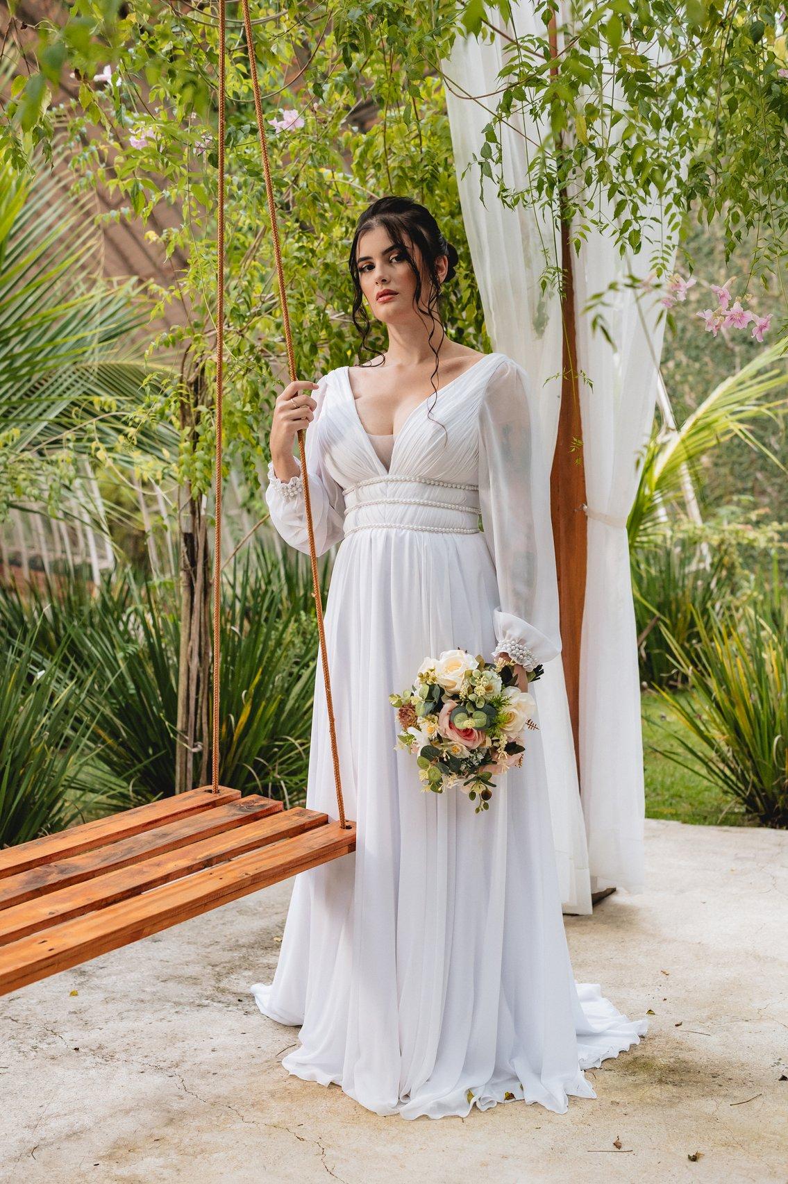 inspiração vestido de noiva outono tecido leve