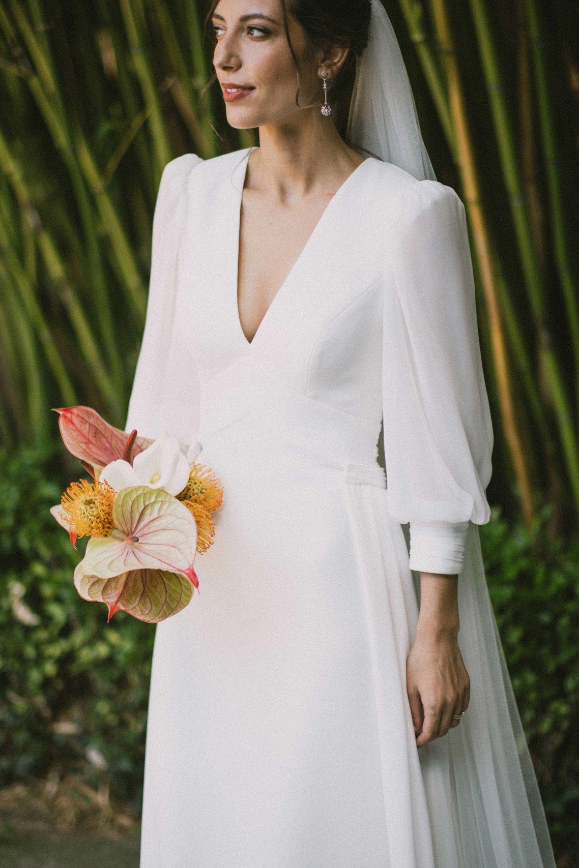 vestido de noiva outono tecido leve