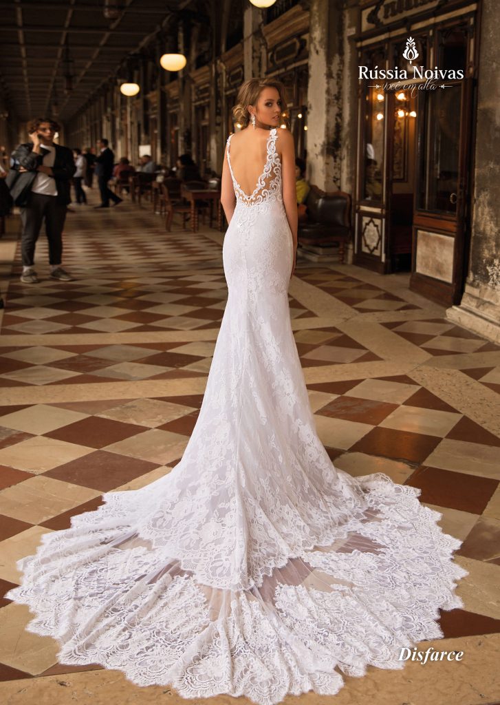vestido de noiva sereia com manga longa