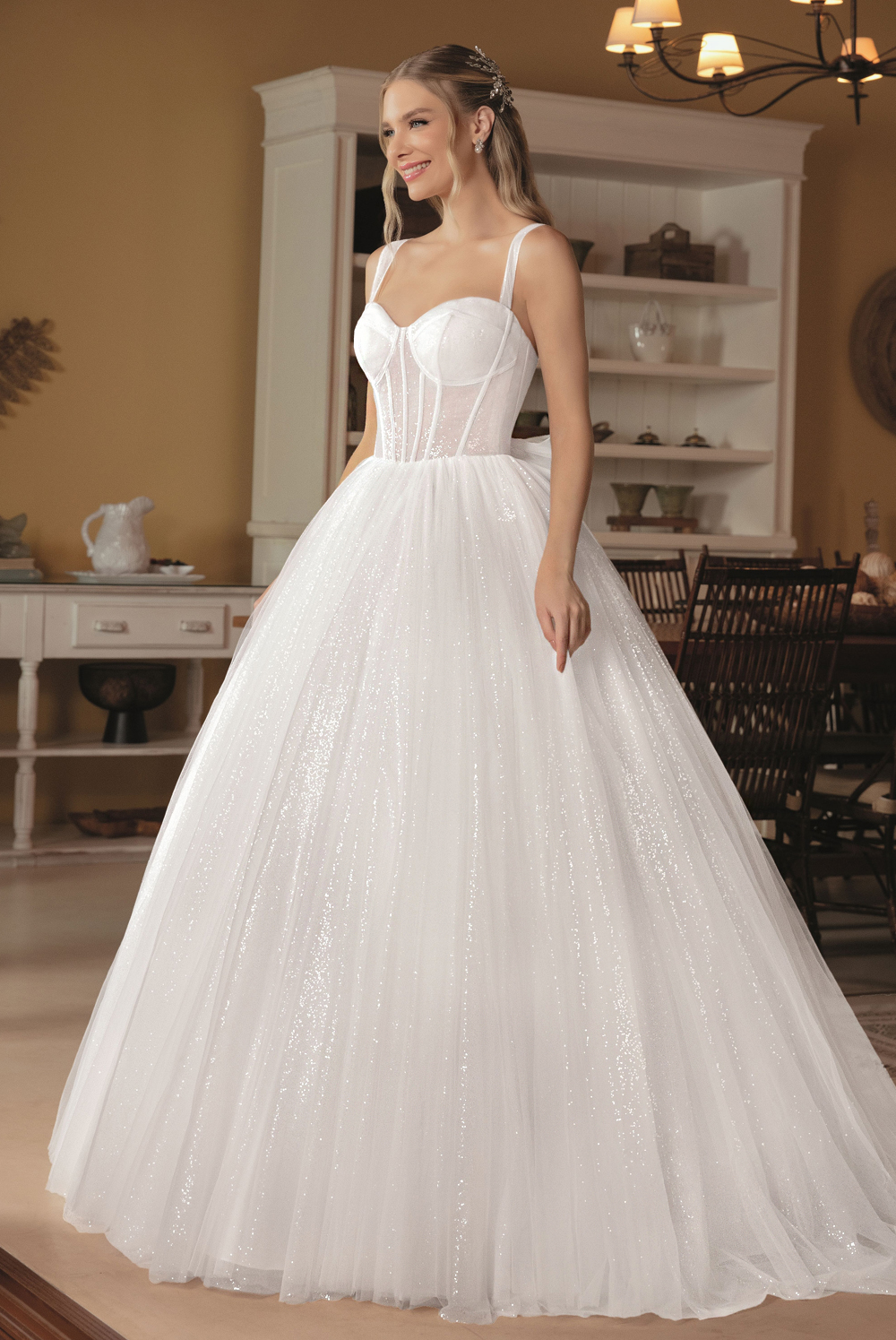 vestido de noiva com decote quadrado