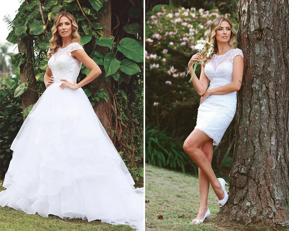 vestido de noiva saia de chiffon