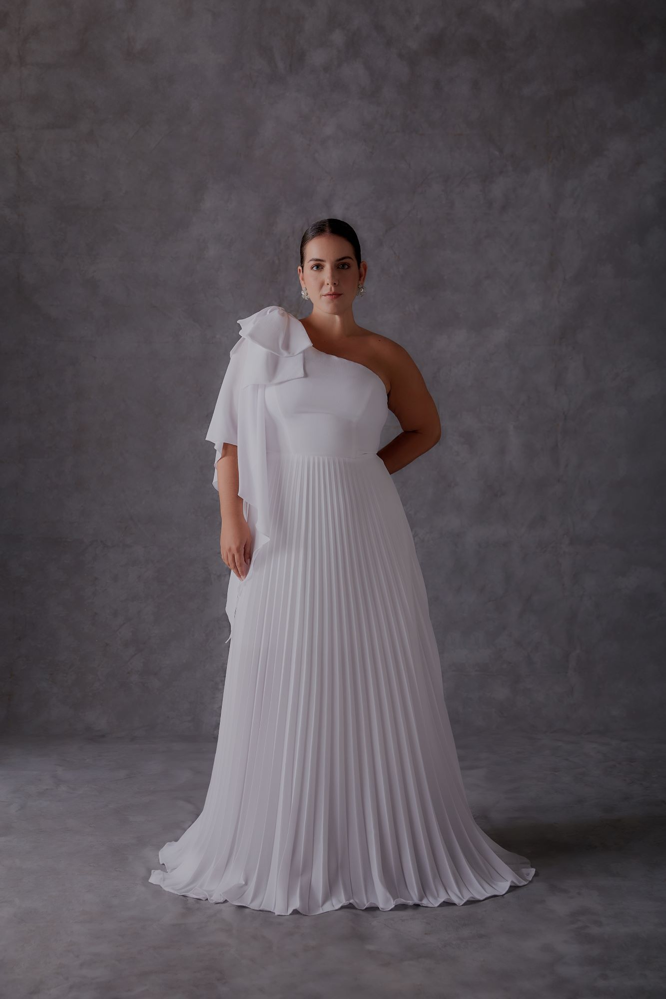 vestido de noiva saia plissada crepe