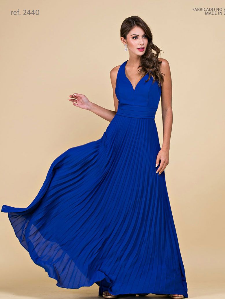 vestido de noiva saia plissada decote V
