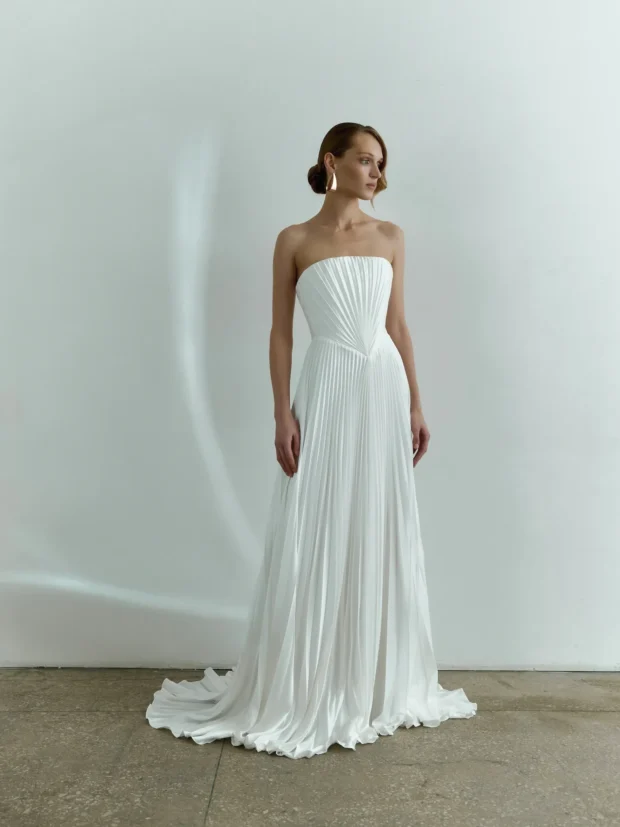 vestido de noiva saia plissada tule