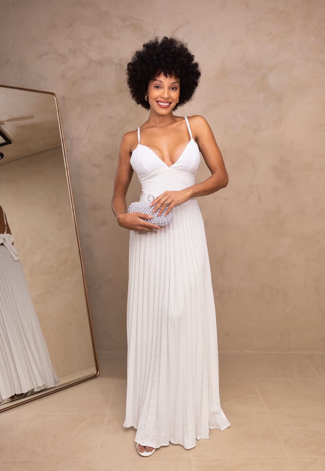vestido de noiva saia plissada minimalista