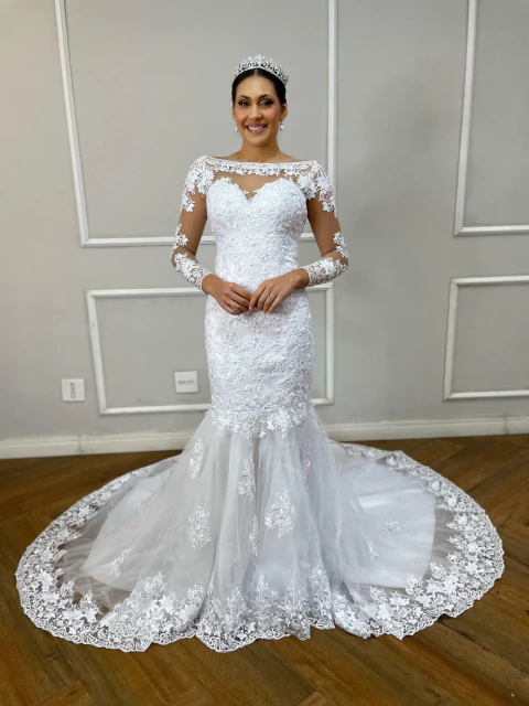 preço médio vestido de noiva sereia renda