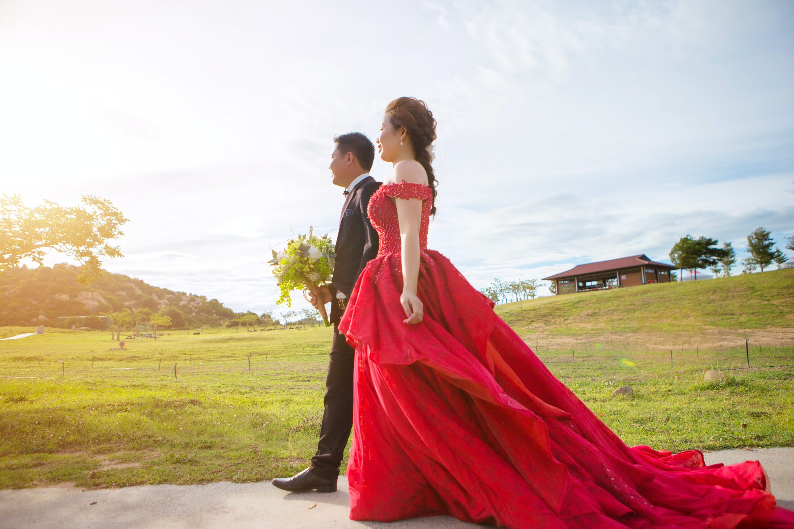 vestido de noiva vermelho vietnã