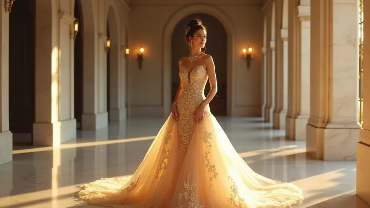 ideias vestido noiva champagne dourado modelos