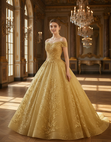 ideias vestido noiva dourado luxuoso