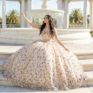 vestido noiva champanhe metalizado corte princesa