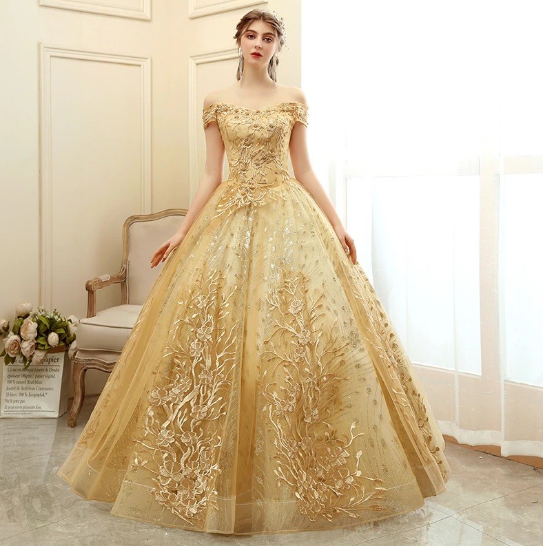 vestido noiva dourado princesa ou sereia