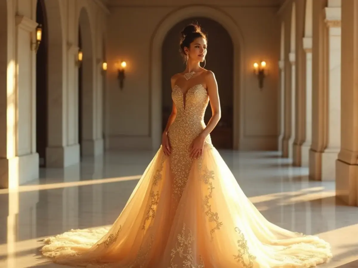 ideias vestido noiva dourado luxuoso