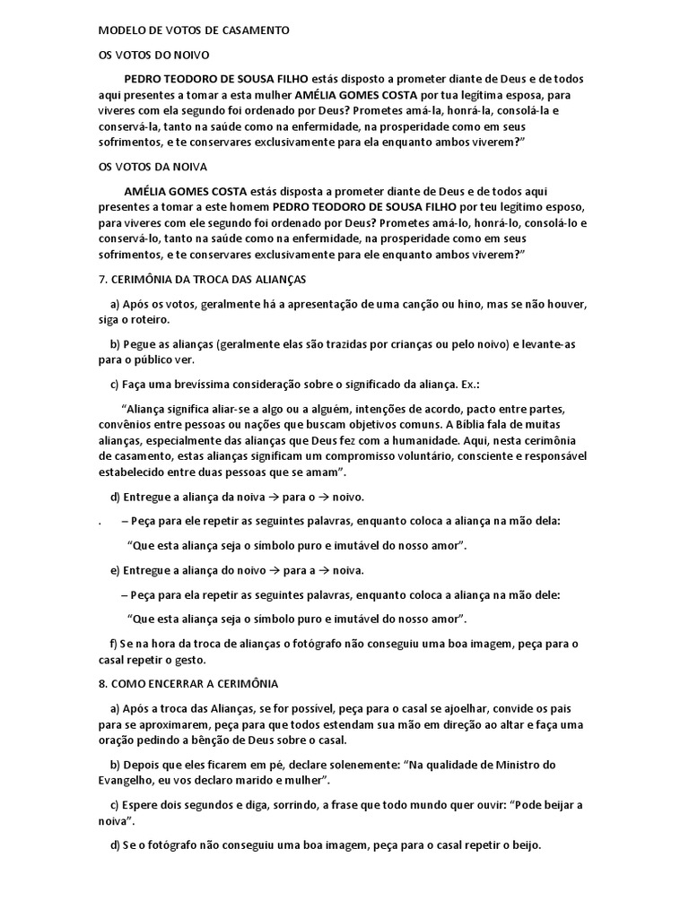 modelos de votos de casamento para se inspirar