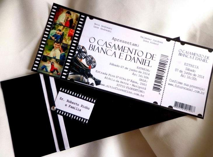 centro de mesa casamento tema cinema