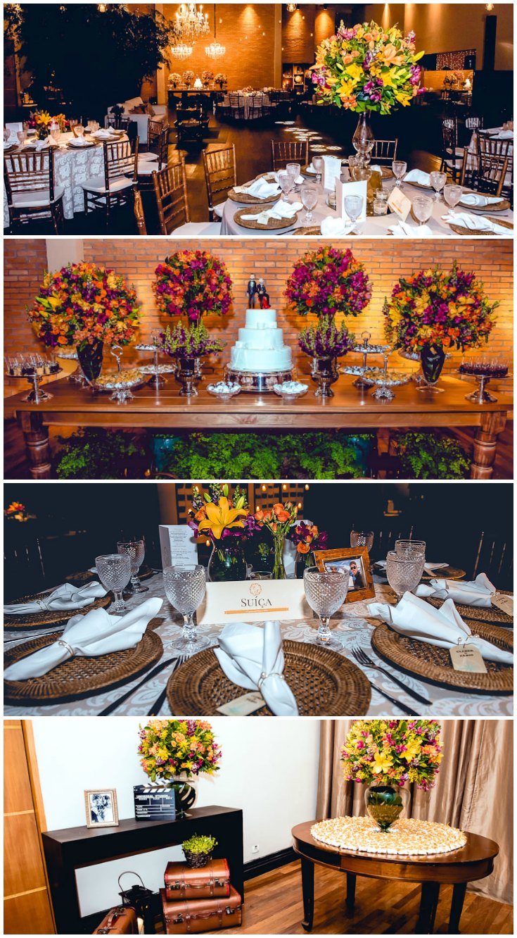 centro de mesa casamento tema cinema
