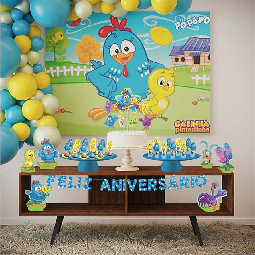 decoração galinha pintadinha azul