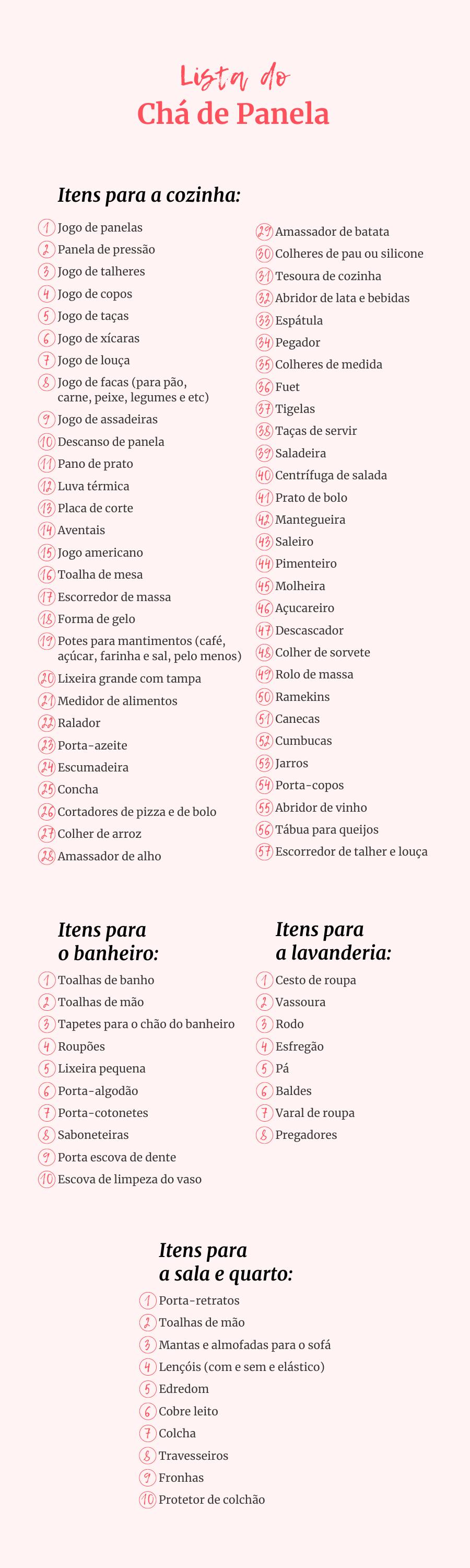lista de presentes chá de panela