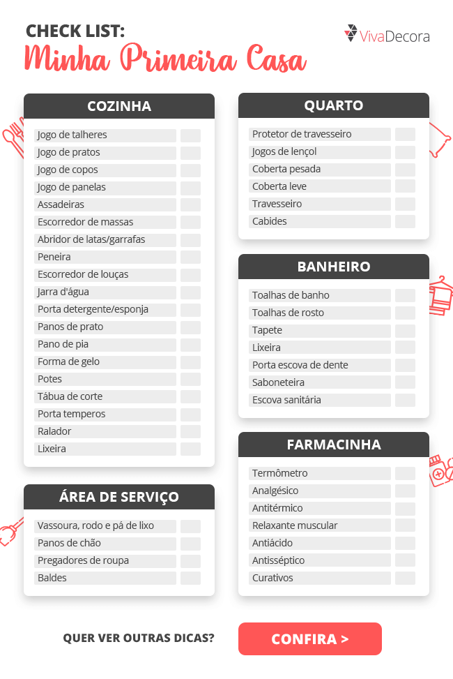 lista chá de cozinha