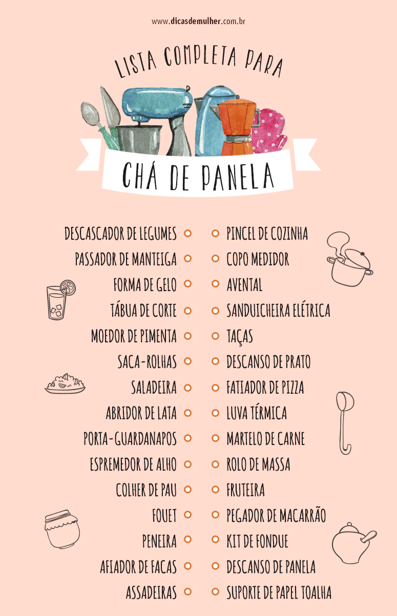 o que pedir no chá de panela