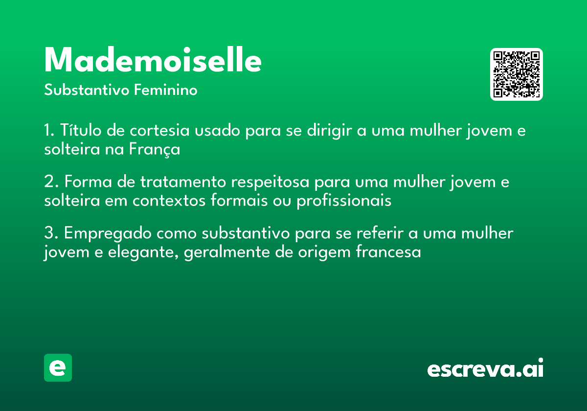 o que significa mademoiselle